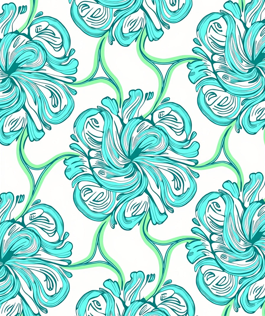 Wave Medallion Positano Mediterranean Elegant Decorative (Turquoise) - ODIKA