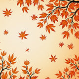 Autumn Canopy with Falling Leaves and Delicate Vine Details(Orange)