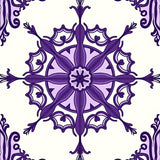 Whimsical Floral Medallion with Vintage Lattice Motifs (Purple)