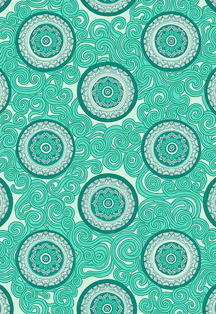 Wave Medallion with Flowing Nautical Motifs (Teal) - ODIKA