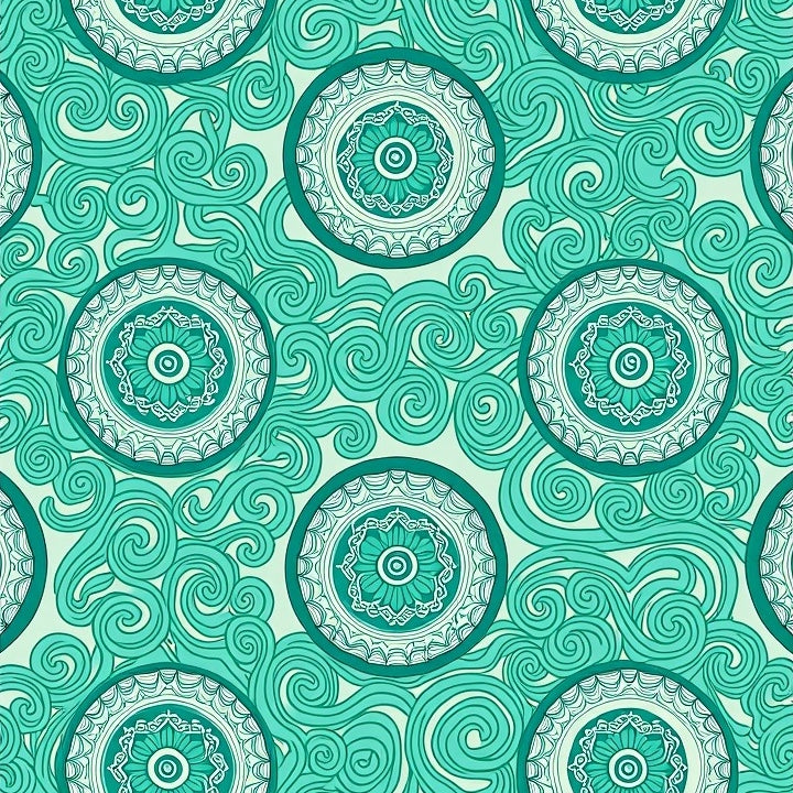 Wave Medallion with Flowing Nautical Motifs (Teal) - ODIKA