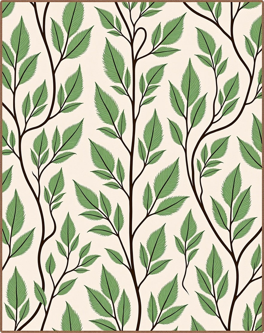 Elegant Botanical Meadow Tapestry Accent (Green) - ODIKA