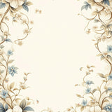 Vintage Floral Patterned with Beige Blossoms and Leafy Accents(Beige)