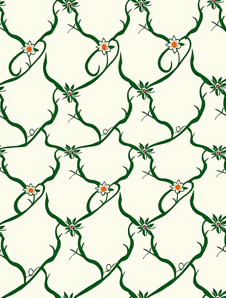 Enchanting Trellis Blossom Intertwined Lattice Arrangement (Green) - ODIKA