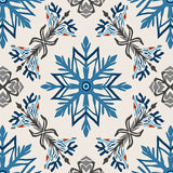 Nordic Snowflake Medley Interlocking Winter Holiday Motif(Ivory)