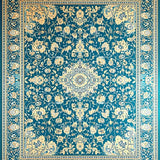 Heritage Medallion Area with Oceanic Flourish and Beige Vintage Motifs(Blue)