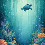 Underwater With Vibrant Coral Reef Design(Blue)