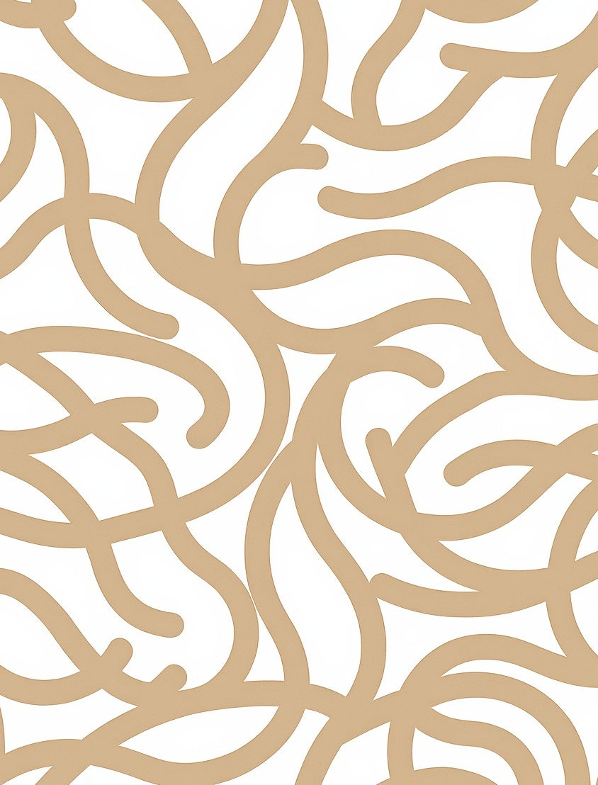 Abstract Wave Interlock with Fluid Movement and Neutral Palette (Beige) - ODIKA