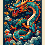 Vibrant Dragon Motif(Blue) - ODIKA