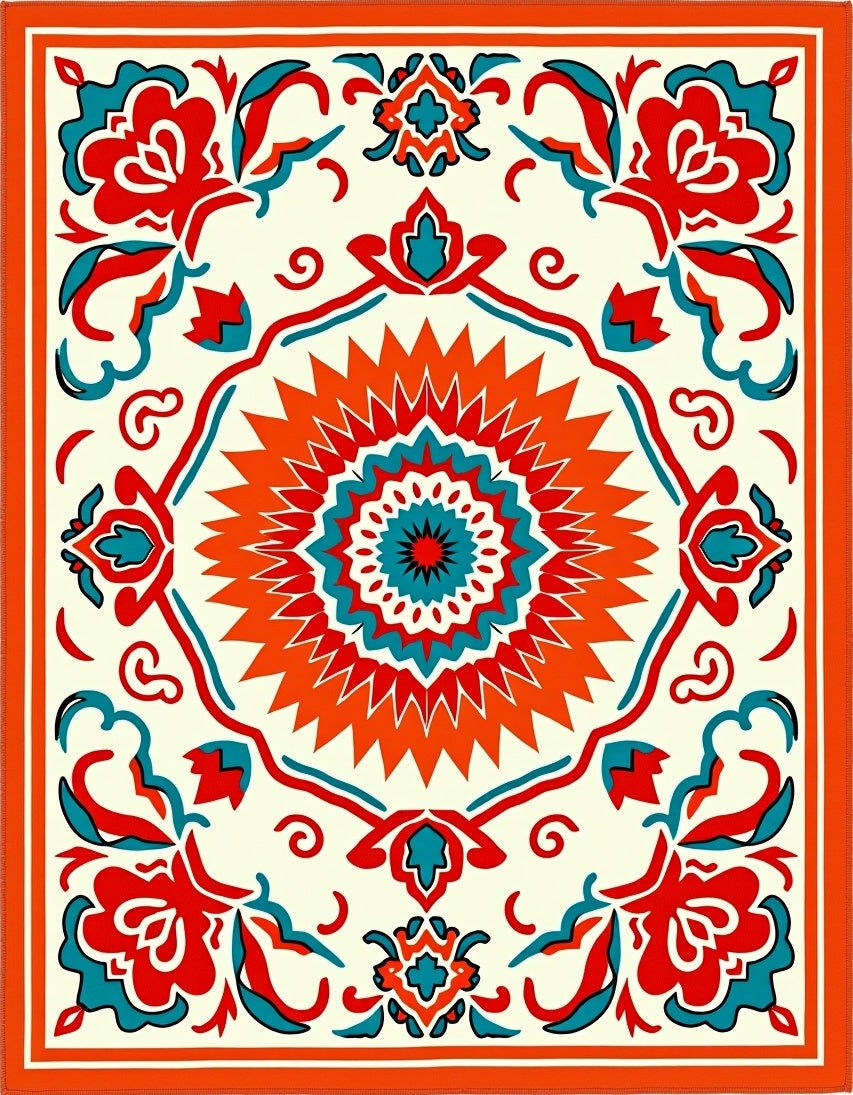 Sunburst Floral Medallion Artistry (Orange) - ODIKA