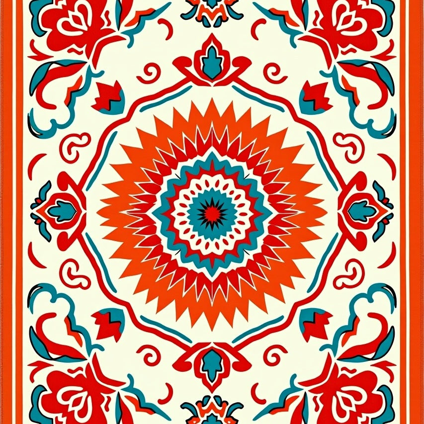 Sunburst Floral Medallion Artistry (Orange) - ODIKA