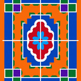 Eclectic Mosaic Welcome Displaying Kaleidoscope Blocks(Orange)