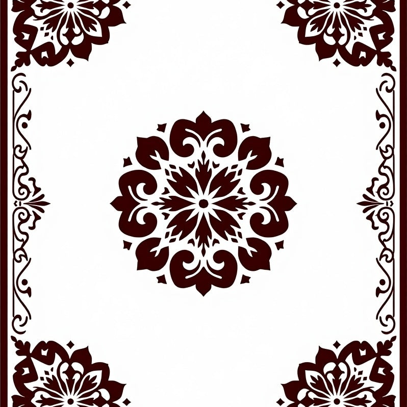 Vintage Medallion Bloom with Ornate Scrollwork Accents (Brown) - ODIKA