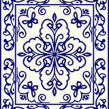 Enchanted Garden Trellis Scrollwork Luxury Handwoven (Blue)