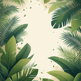 Lush Tropical Escape Area Green Beige Leaf(Green)