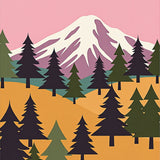 Rustic Landscape Mountain Woodland Artistic(Pink)