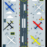 Airfield Runway Play Area Rug Featuring Airplanes And Control Towers(Gray)