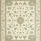 Patio Backyard Oasis Beige Sage Green Floral Medallion Indoor(Ivory)
