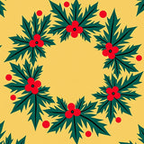 Holly Berry Wreath Design Holiday Porch Seasonal Front Step Cover(Yellow)