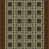Deep Brown and Olive Green Abstract with Floral Geometric Designs(Green)