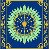 Botanical Medallion Interlocking Leaf with Festive Scroll Motifs(Blue)