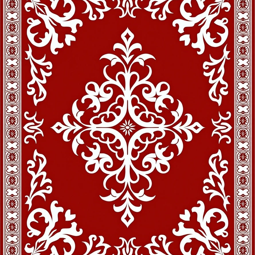 Floral Damask with Baroque Swirl Detailing (Red) - ODIKA