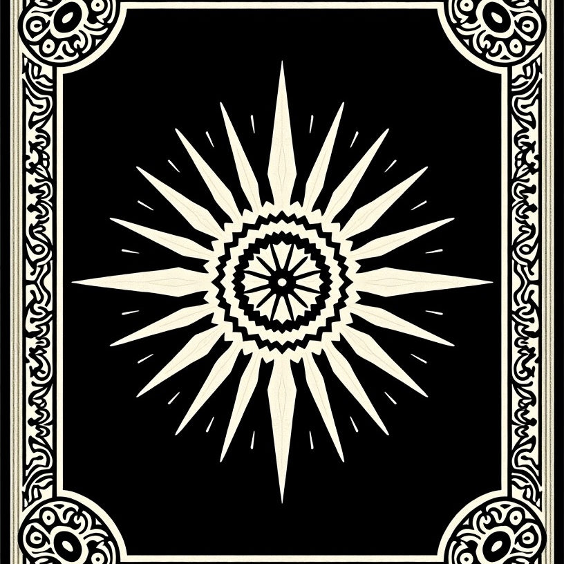 Burst with Radiating Starburst and Paisley Border (Black) - ODIKA