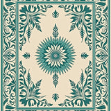 Vintage Distressed Botanical Leaf Medallion Heritage(Ivory)