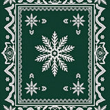 Holiday Evergreen Snowflake Medallion Textured Shag(Green)