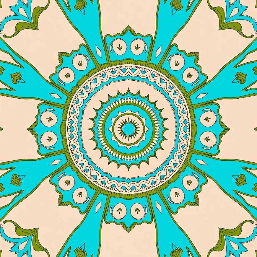 Boho Medallion Sunburst Fade Resistant Floor Covering (Beige) - ODIKA