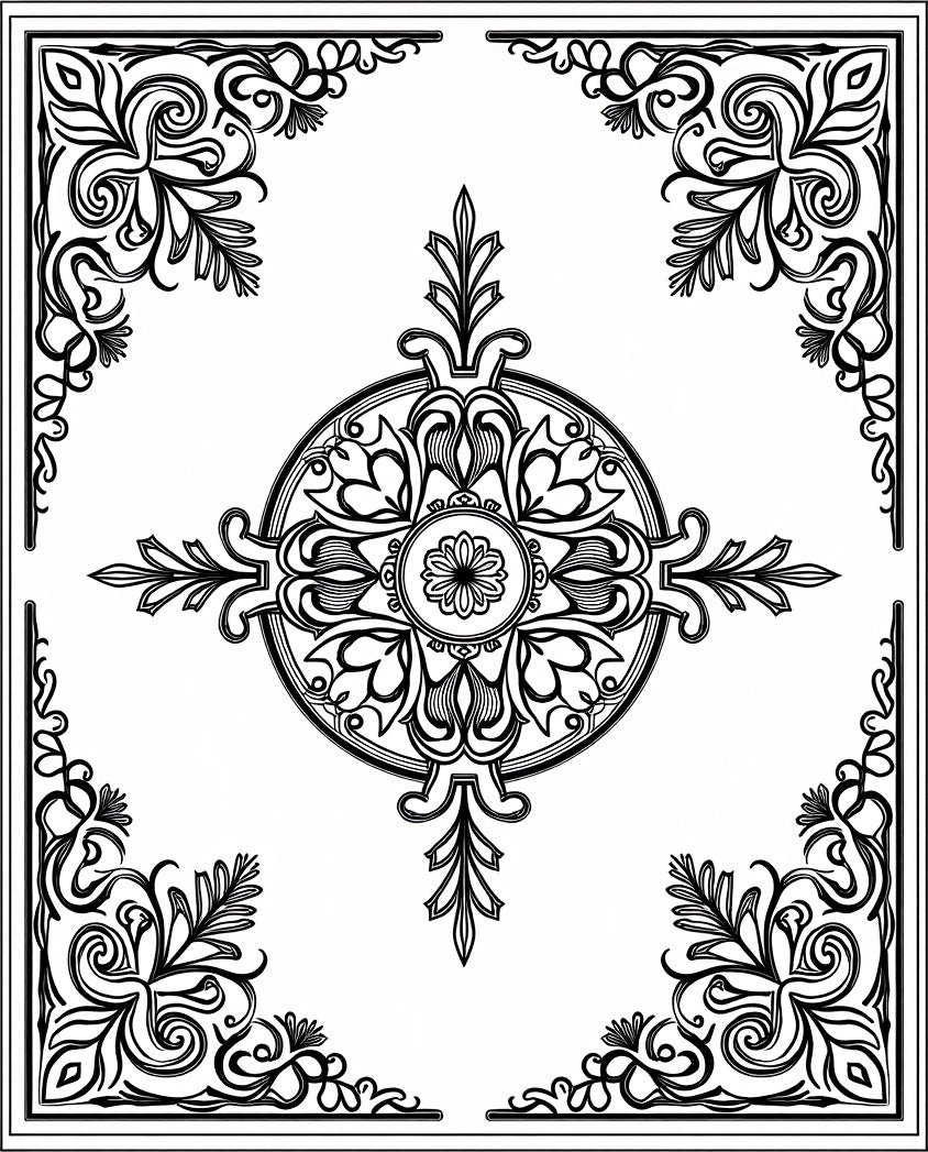 Artisan Medallion with Weathered Floral Filigree Design (Black) - ODIKA