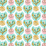 Tropical Sand Dollar Mosaic Featuring Conch Ornaments and Evergreen Sprigs(Blue)