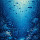 Nautical Voyage Ocean Creature Underwater Adventure Carpet(Blue)