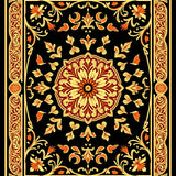 Botanical Flourish with Ornate Floral Medallion Arrangement(Black)