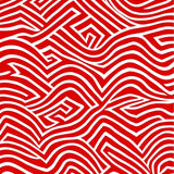 Abstract Chevron Waves Combined with Delicate Crosshatch Motifs (Red)