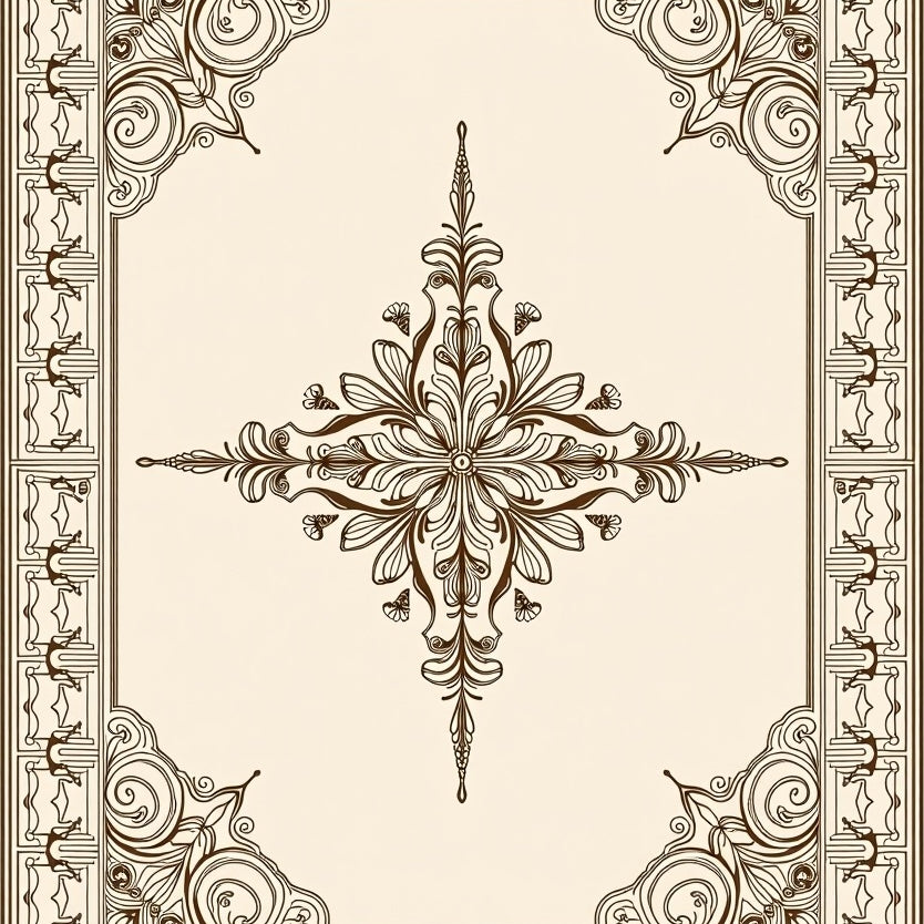 Elegant Medallion Interlocking Ornate Vintage Inspired Timeless (Beige) - ODIKA