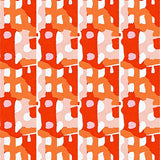 Festival Patchwork Check with Playful Abstract(Red)