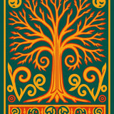 Celtic Tree Spirit Tapestry with Ancient Branch Motifs(Green)