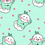 Dreamy Pond Creatures Beneath Floating Floral Canopy(Green)