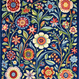 Colorful Floral Fantasy with Whimsical and Lush Colors(Navy)