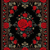 Gothic Rose Intricate Floral Medallion Washable Flower Design(Red)