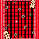 Festive Gingham Check with Gingerbread Inspired Decorative Borders(Red)