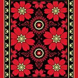 Poinsettia Bloom Medallion with Border Framework(Red)