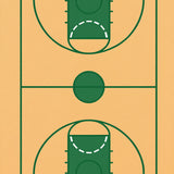 Basketball Court Beige Floor Green Key Green Lines(Beige)
