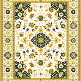 Floral Geometric Patchwork Area in Mustard and Cream(White)