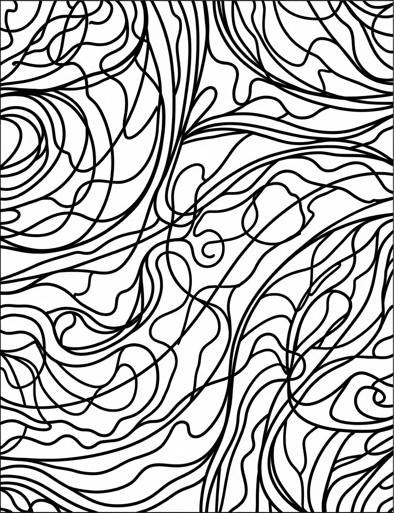 Abstract Ink Swirl With Bold Curves And Dynamic Flow (Black) - ODIKA
