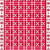 Classic Tartan Holiday Check with Festive Border Motifs(Red)