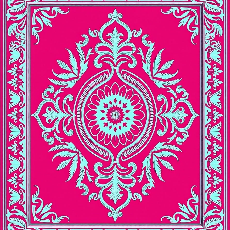 Ornate Damask with and Silver Interlocking Flourishes (Pink) - ODIKA