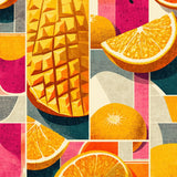 Exotic Fruit Fusion Area Rug Colorful Tropical Circle Floor Mat(Orange)