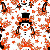 Whimsical Snowman Character with Festive Holly Border Design(White)